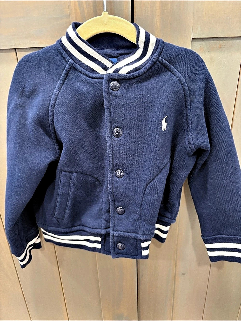 Polo Ralph Lauren Fleece Baseball Jacket Boys Size 3 Blue